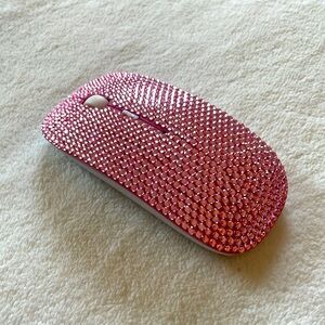 Slim Pink Rhinestone Wireless Mouse